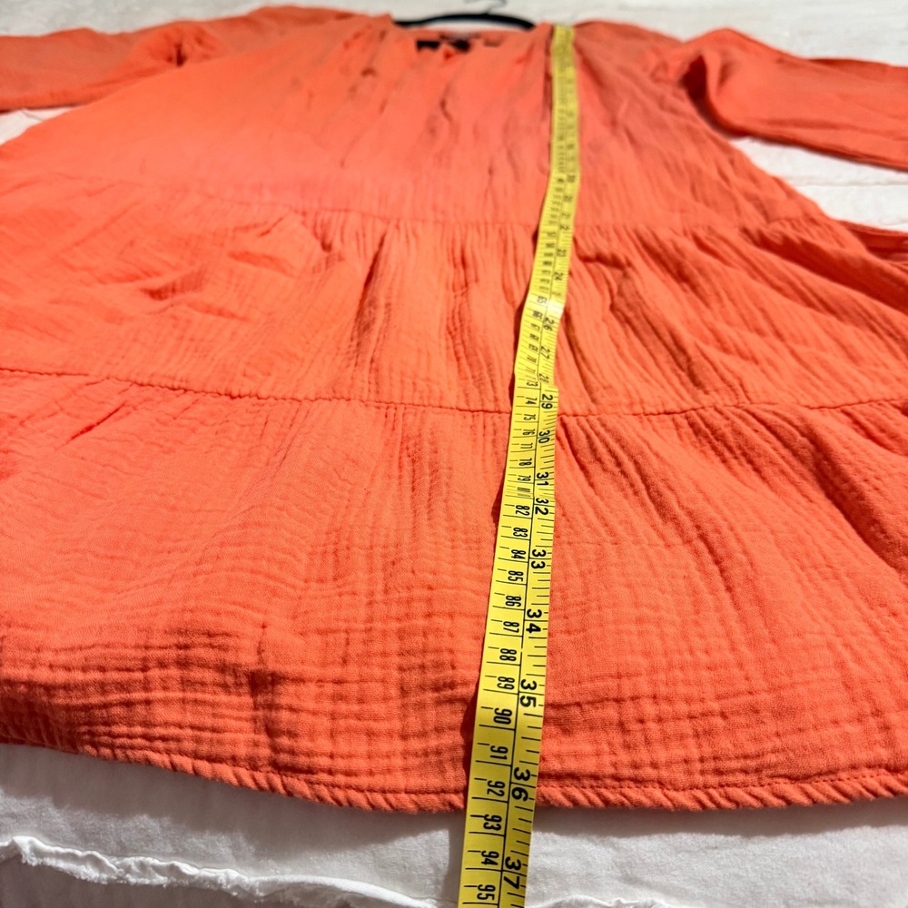 Rails Noelle Dress Women Small Orange Gauze Organic Cotton Tiered Mini Belted - Picture 10 of 13